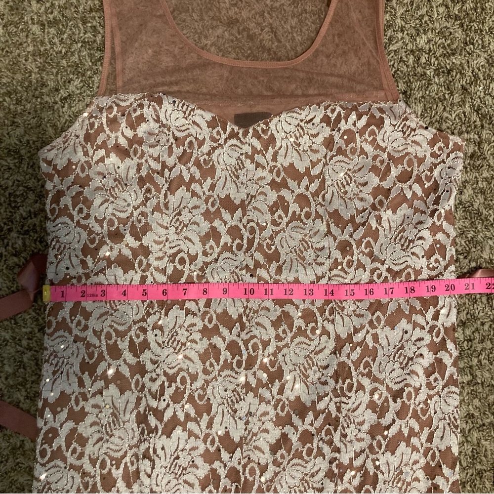 Lovely Grace Lace & Sequin Sleeveless Long Gown Dress, Taupe Mauve, Sz 2X - Picture 7 of 10